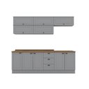 Ver imagem 2 de Cozinha Compacta Modulada 8 Peças 10 Portas 3 Gavetas Emily Cinza/Nature