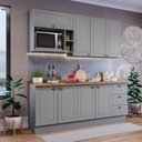 Ver imagem 1 de Cozinha Compacta Modulada 5 Peças com Balcão para Cooktop Emily Espresso Móveis Cinza/Nature