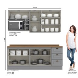 Cozinha Compacta 5 Peças com Balcão Para Cooktop Emily Espresso Móveis - 3
