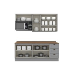 Cozinha Compacta 5 Peças com Balcão Para Cooktop Emily Espresso Móveis - 4