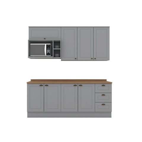 Cozinha Compacta 5 Peças com Balcão Para Cooktop Emily Espresso Móveis
