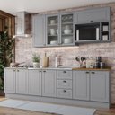 Ver imagem 1 de Cozinha Completa Modulada 6 Peças com Aéreo Microondas Emily Cinza/Nature