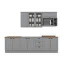 Ver imagem 2 de Cozinha Completa Modulada 6 Peças com Aéreo Microondas Emily Cinza/Nature