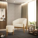 Ver imagem 2 de Puff Stella Linho Bege A19 Base Madeira Castanho - D'Rossi DRossi