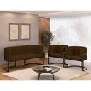 Ver imagem 1 de Kit 2 Poltronas + Sofá 2 Lugares Base de Metal Gold Corino Cor:marrom