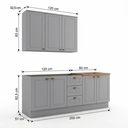 Ver imagem 3 de Cozinha Compacta Modulada 3 Peças 100% MDF com Balcões e Tampo com Furo Cooktop Cinza/Nature Emily