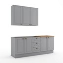 Ver imagem 2 de Cozinha Compacta Modulada 3 Peças 100% MDF com Balcões e Tampo com Furo Cooktop Cinza/Nature Emily