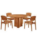 Ver imagem 2 de Mesa 135cm Laminado com 4 Cadeiras Malta Moderna Star Caramelo / Imbuia Nat.