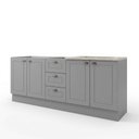 Ver imagem 2 de Cozinha Compacta Modulada 100% MDF 2 Balcões e 1 Tampo com Furo para Cooktop Cinza/Calcare Emily