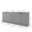 Ver imagem 3 de Cozinha Compacta Modulada 100% MDF 2 Balcões e 1 Tampo com Furo para Cooktop Cinza/Calcare Emily