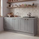 Ver imagem 1 de Cozinha Compacta Modulada 100% MDF 2 Balcões e 1 Tampo com Furo para Cooktop Cinza/Calcare Emily