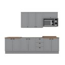 Ver imagem 2 de Cozinha Completa Modulada 6 Peças 100% MDF com 3 Balcões e Nicho para Microondas Cinza/Nature Emily