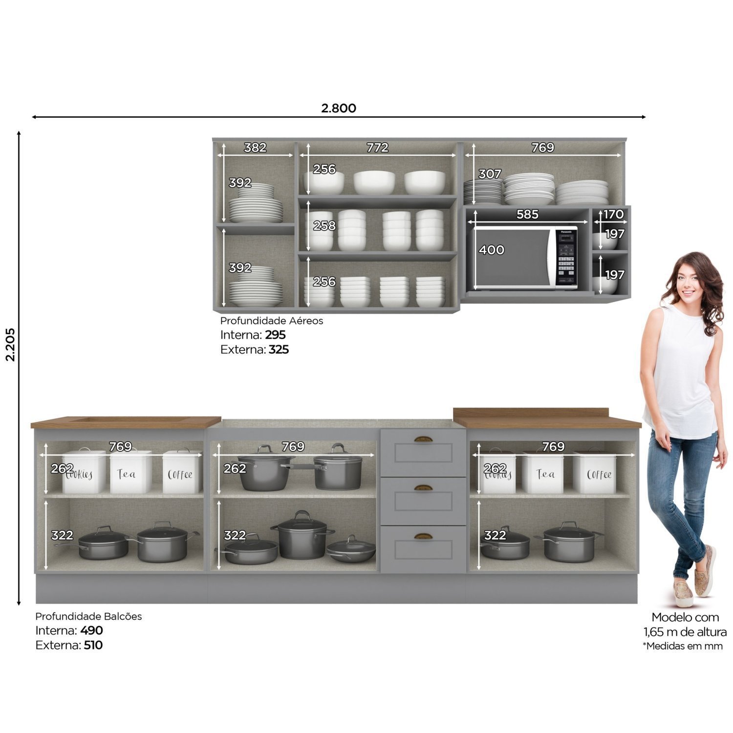 Cozinha Compacta 6 Peças com Tampo Para Cooktop Emily - 3