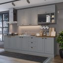 Ver imagem 1 de Cozinha Compacta Modulada 6 Peças com Tampo para Cooktop Emily Cinza/Nature
