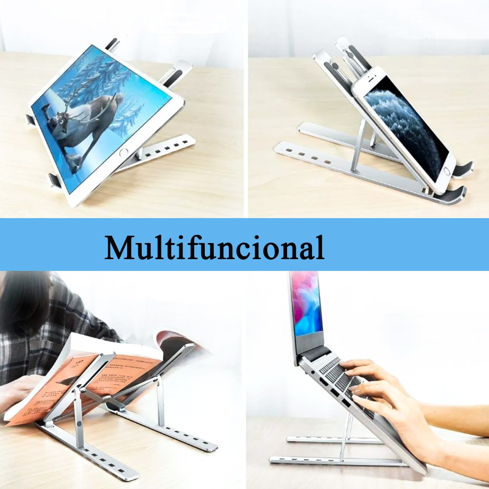 Suporte Apoio De Mesa Para Notebook Multifuncional Dobravel Laptop Ajustavel Slim Ergonomico - 5