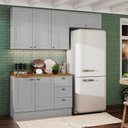 Ver imagem 1 de Cozinha Compacta Modulada 6 Portas 3 Gavetas Emily Cinza/Nature