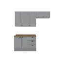 Ver imagem 2 de Cozinha Compacta Modulada 6 Portas 3 Gavetas Emily Cinza/Nature