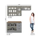 Ver imagem 3 de Cozinha Compacta Modulada 6 Portas 3 Gavetas Emily Cinza/Nature