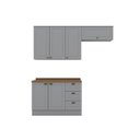 Ver imagem 2 de Cozinha Compacta Modulada 6 Portas 3 Gavetas Emily Cinza/Nature