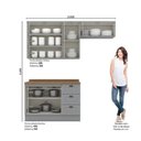 Ver imagem 3 de Cozinha Compacta Modulada 6 Portas 3 Gavetas Emily Cinza/Nature
