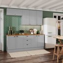 Ver imagem 1 de Cozinha Compacta Modulada 8 Portas 3 Gavetas Emily Cinza/Nature