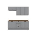 Ver imagem 2 de Cozinha Compacta Modulada 8 Portas 3 Gavetas Emily Cinza/Nature