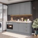 Ver imagem 1 de Cozinha Compacta Modulada 4 Peças com Balcão para Forno de Embutir Emily Cinza/Calcare