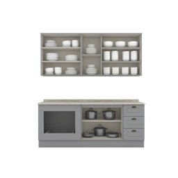 Cozinha Compacta 4 Peças com Balcão Para Forno de Embutir Emily - 4 Cozinha Compacta 4 Peças com Balcão Para Forno de Embutir Emily - 4