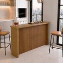 Ver imagem 1 de Painel Ripado Bancada para Cozinha 120cm 100% MDF Marrom/Freijó