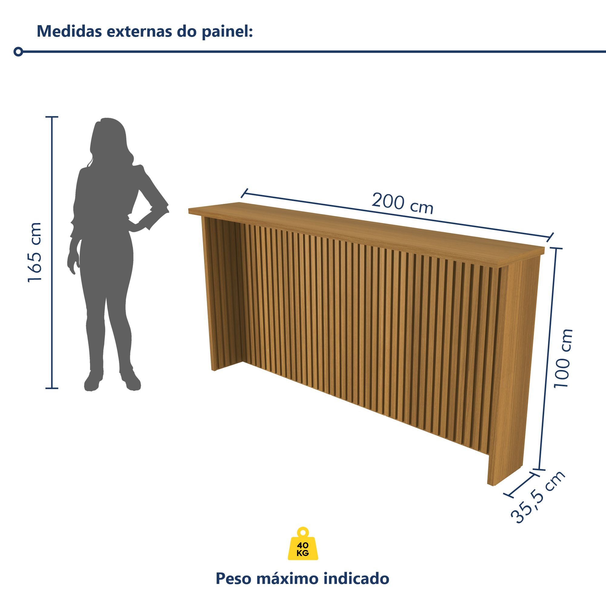 Painel Ripado Bancada Para Cozinha 200Cm  100% Mdf - 5