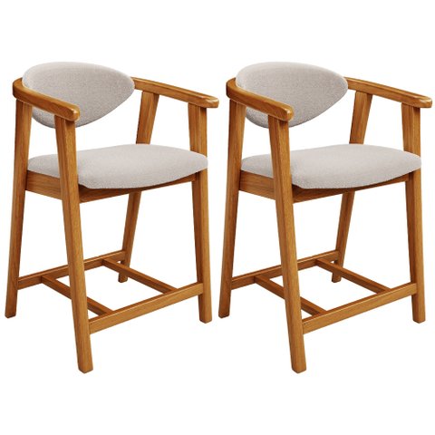 Kit 02 Banquetas Baixa para Cozinha Sala Jantar Bancada Cecília L02 Bouclê Creme - Lyam Decor