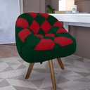 Ver imagem 1 de Poltrona Paloma Escritório Sala Giratória Madeira Suede Verde e Suede Vermelho - Dominic Decor