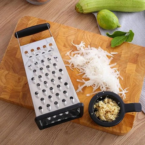 Ralador Fatiador Inox 4 em 1 C/ Alça Cozinha Legumes