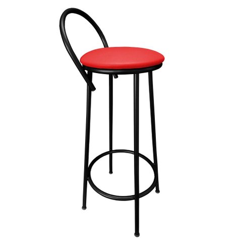 Banqueta Alta 75cm Drink Estofada de Metal Banco Alto:vermelho