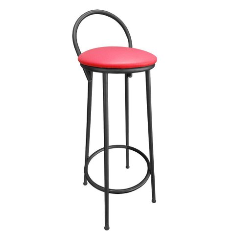 Banqueta Alta de Metal Altura 75cm Modelo Drink Estofada Vermelho