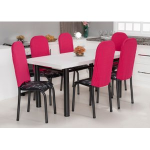 Kit 6 Capas Encosto de Cadeira de Aço Tubular Cozinha Malha Gel com Elástico Pink