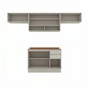 Ver imagem 3 de Cozinha Completa Fineze 6 Portas 2 Gavetas com Vidro e Tampo 100% MDF Areia Hp/Cinamomo - Henn