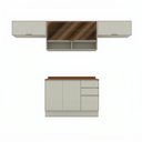 Ver imagem 2 de Cozinha Completa Fineze 6 Portas 2 Gavetas com Vidro e Tampo 100% MDF Areia Hp/Cinamomo - Henn