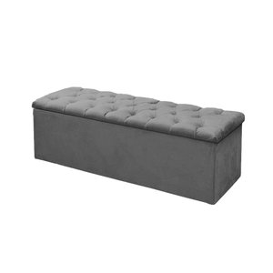 Calçadeira Baú P/ Box Queen 160cm Mirage c/ Capitonê Suede Cinza LM DECOR