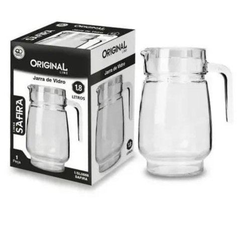 Jarra de Vidro com Tampa de Acrílico Crystal 1,8 Litro