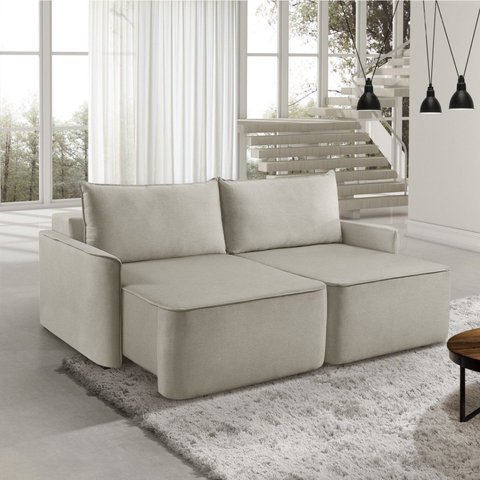 Sofá Retrátil 200cm 2 Lugares Moon 2321 Bege Creme