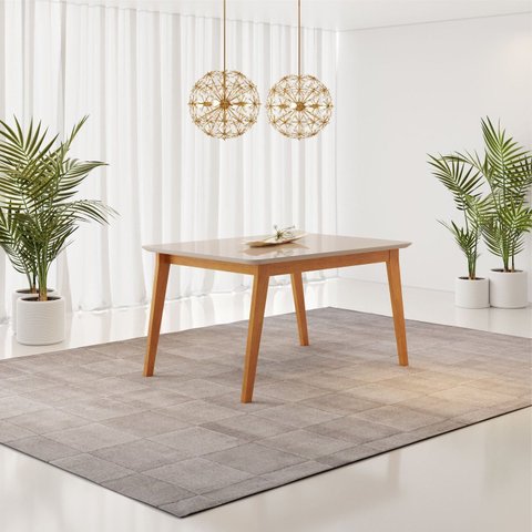 Mesa Retangular 4 Lugares Elegance Candian 1,20 x 0,80 Branco/Cinamomo/Off