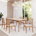 Ver imagem 2 de Conjunto de Jantar Ficus Mesa e 6 Cadeiras Buriti em Vidro Temperado Off White - Madeira/Offwhite/