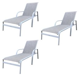 Conjunto 3 Espreguiçadeiras Reclináveis em Alumínio e Tela Sling Cannes  - 1