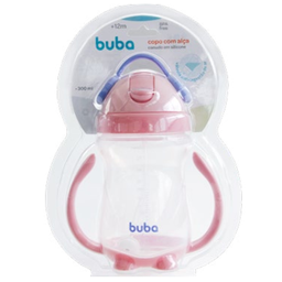 Copo de transição infantil para bebês com alça removível 300ml - Rosa - 2