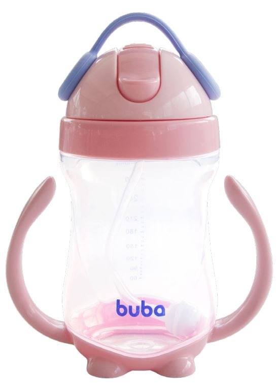 Copo de transição infantil para bebês com alça removível 300ml - Rosa