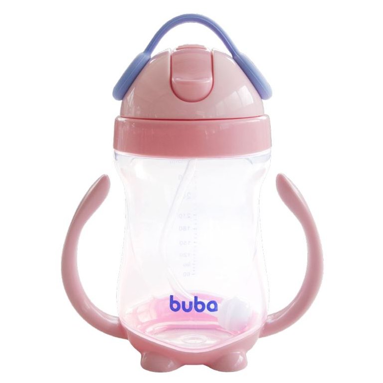 Copo de transição infantil para bebês com alça removível 300ml - Rosa