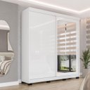 Ver imagem 1 de Roupeiro Porto 2 Portas de Correr com Espelho 177x213cm Branco 240849