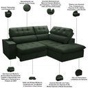 Ver imagem 4 de Sofá 3 Lugares Retrátil Reclinável Chaise Direito 243cm Solin F04 Veludo Verde - Lyam Decor
