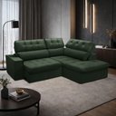 Ver imagem 3 de Sofá 3 Lugares Retrátil Reclinável Chaise Direito 243cm Solin F04 Veludo Verde - Lyam Decor